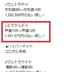 メールではミラクルデイは芦屋11Rと12Rになっている